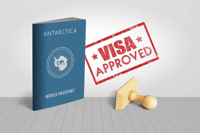 Antarctica Passport With Visa Approved Wooden Stamp For Travel