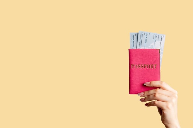 Female Hand Holding International Passport