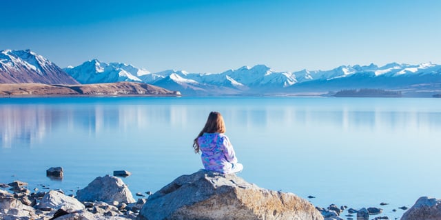 Girl Experiencing Lake Tekapo Sunrise