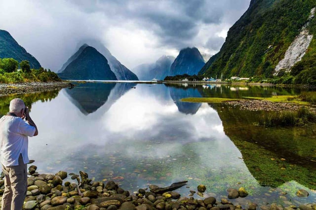 Man Clicking Images Of The Restored Milford Area