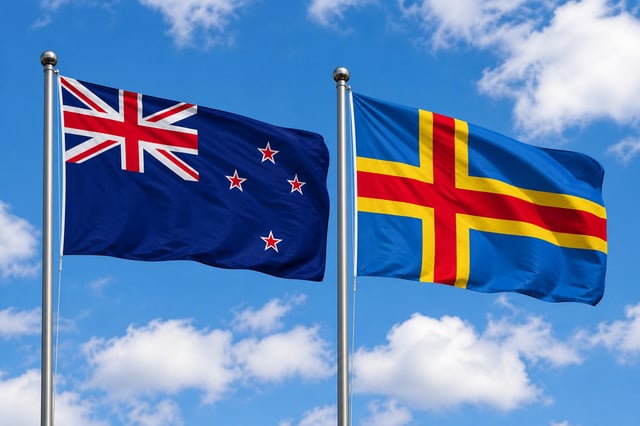 New Zealand Flag With Aland Islands Flag