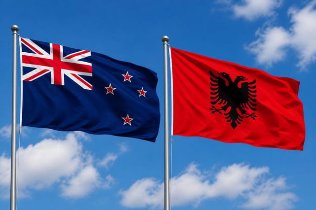 New Zealand Flag With Albania Flag