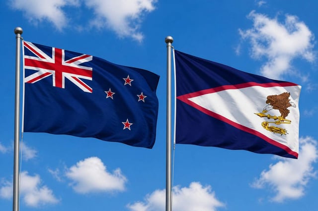 New Zealand Flag With American Samoa Flag