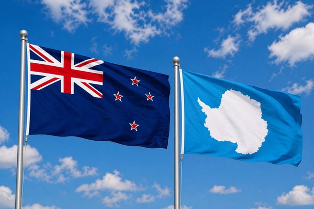 New Zealand Flag With Antarctica Flag