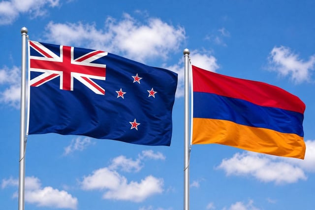 New Zealand Flag With Armenia Flag