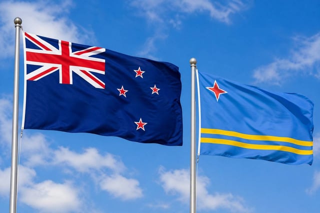 New Zealand Flag With Aruba Flag