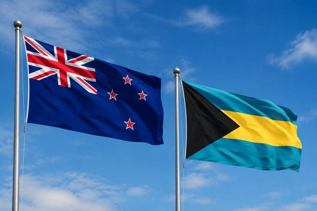 New Zealand Flag With Bahamas Flag