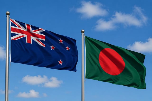 New Zealand Flag With Bangladesh Flag