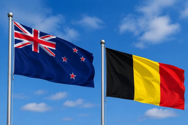 New Zealand Flag With Belgium Flag