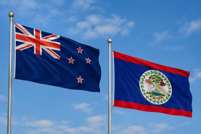 New Zealand Flag With Belize Flag