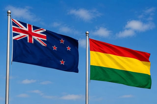 New Zealand Flag With Bolivia Flag
