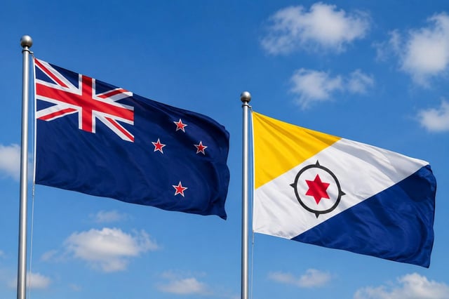 New Zealand Flag With Bonaire Flag