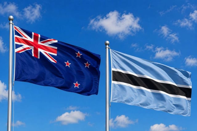 New Zealand Flag With Botswana Flag
