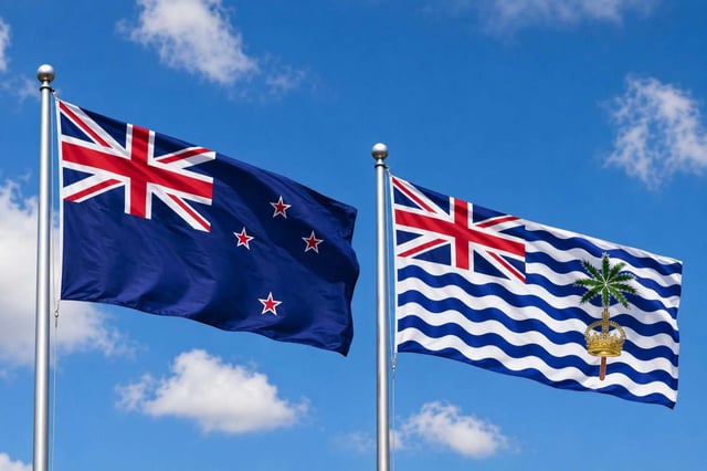 New Zealand Flag With British Indian Ocean Territory Flag