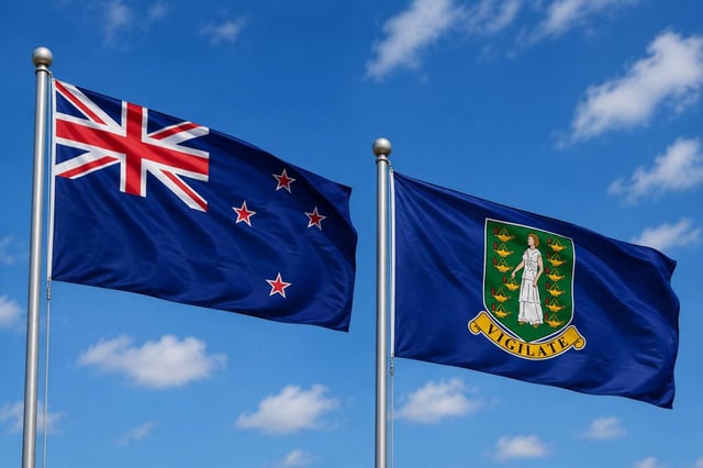 New Zealand Flag With British Virgin Islands Flag