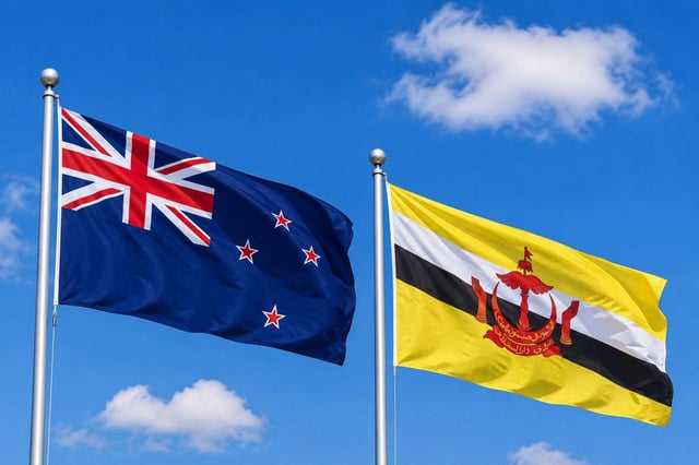 New Zealand Flag With Brunei Flag