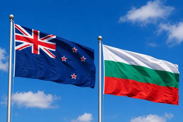 New Zealand Flag With Bulgaria Flag