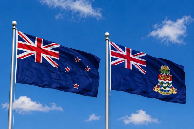 New Zealand Flag With Cayman Islands Flag
