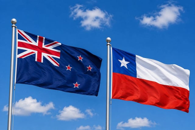 New Zealand Flag With Chile Flag