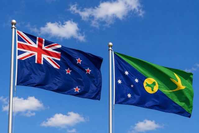 New Zealand Flag With Christmas Island Flag