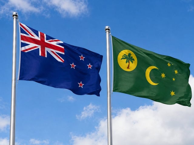 New Zealand Flag With Cocos Keeling Islands Flag