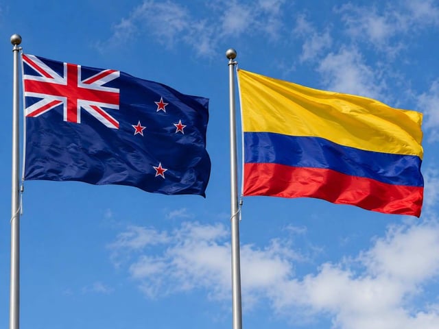 New Zealand Flag With Colombia Flag