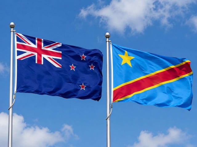 New Zealand Flag With Congo (DRC) Flag