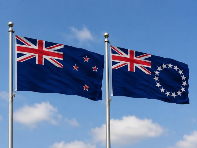 New Zealand Flag With Cook Islands Flag
