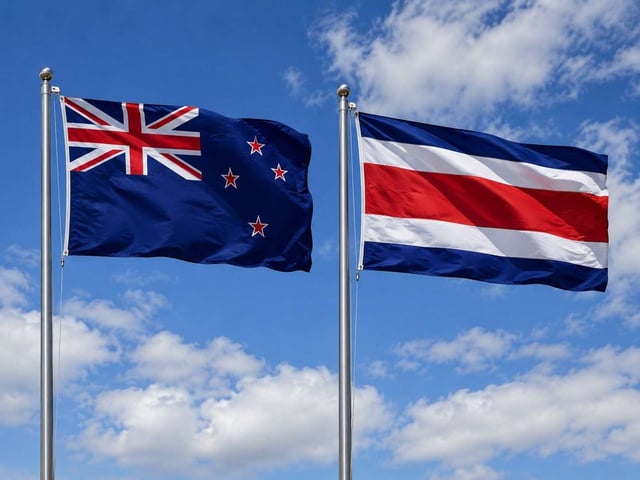 New Zealand Flag With Costa Rica Flag