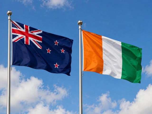 New Zealand Flag With Cote d'Ivoire Flag