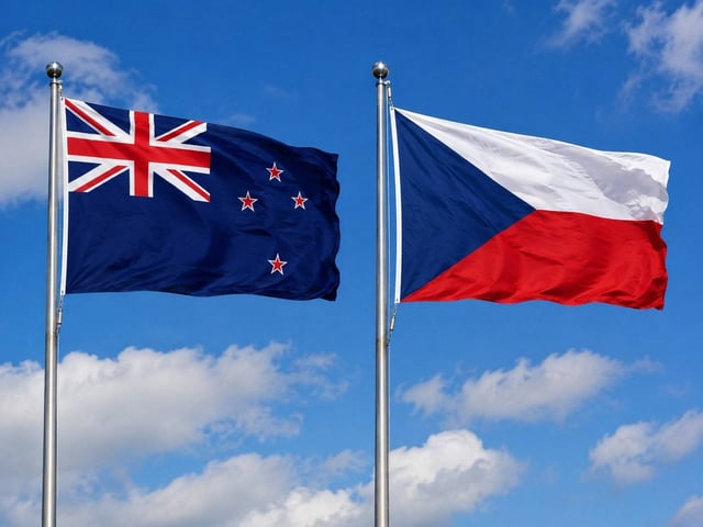 New Zealand Flag With Czech Republic Flag