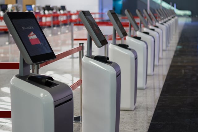 Self Check In Kiosks At Airport Terminal