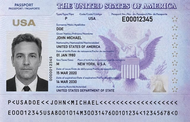 United States Of America Passport Bio Page
