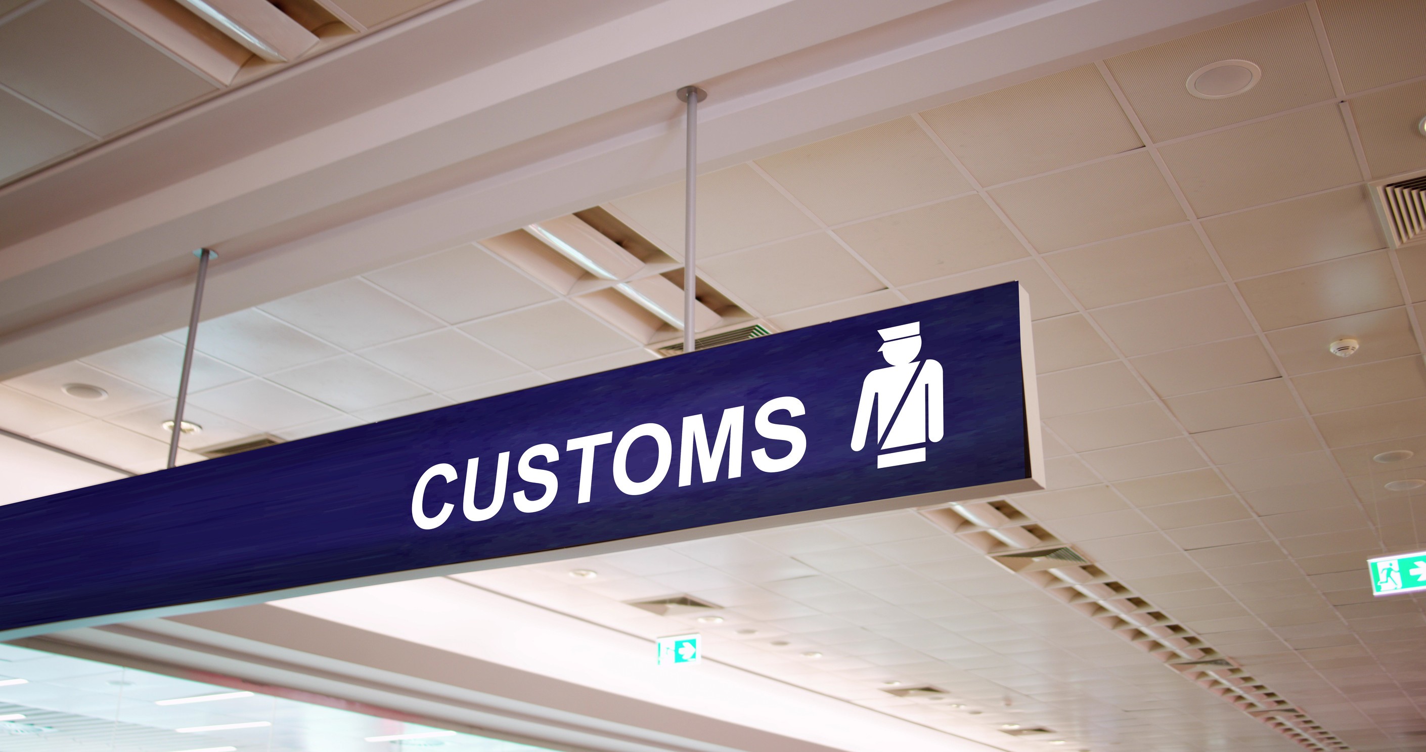 Airport Customs Sign With Officer Icon