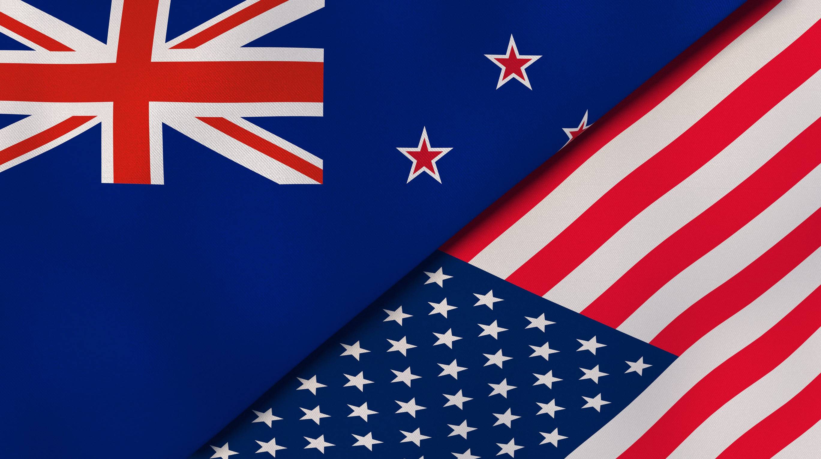 Flags of New Zealand and the US Together