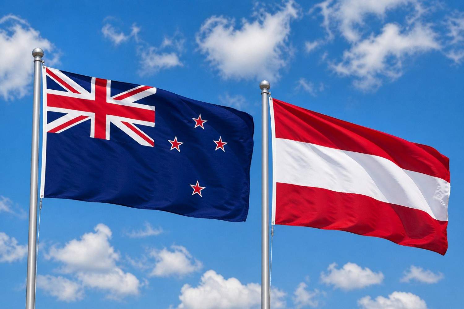 New Zealand Flag With Austria Flag